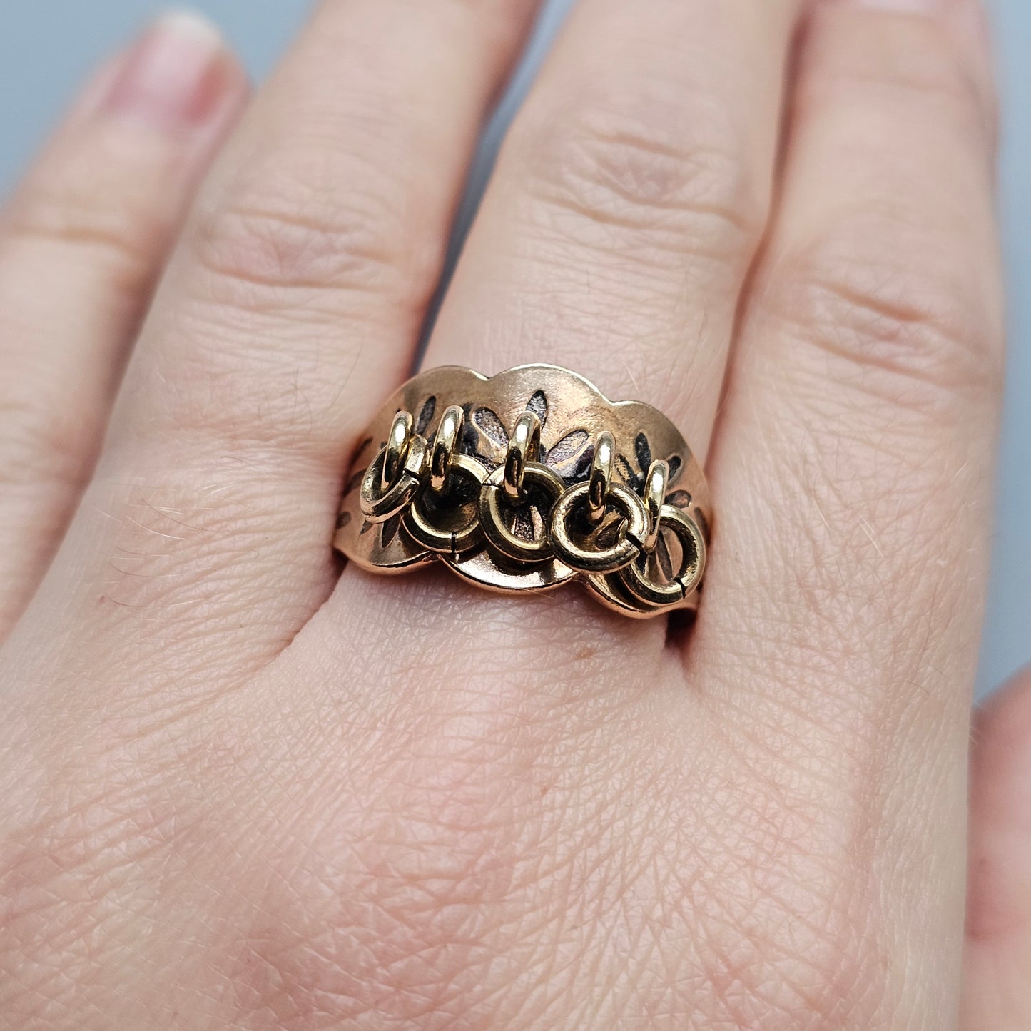 Finnish Kalevala Koru Middle Ages Style Lapland Bronze Ring - UK Size U - US Size 10