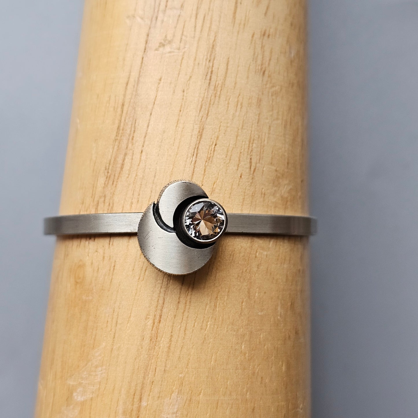 Vintage 1990s Karl Laine Finnfeelings Silver & Rock Crystal Bangle Bracelet - 1999