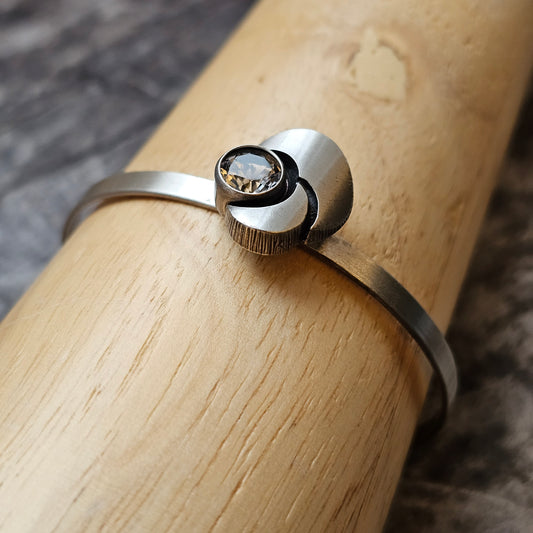 Vintage 1990s Karl Laine Finnfeelings Silver & Rock Crystal Bangle Bracelet - 1999