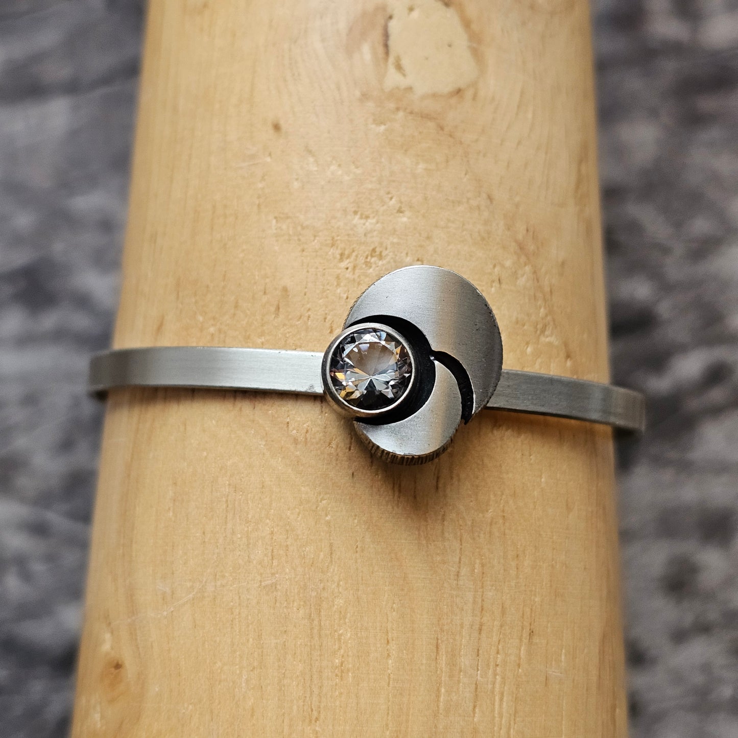 Vintage 1990s Karl Laine Finnfeelings Silver & Rock Crystal Bangle Bracelet - 1999