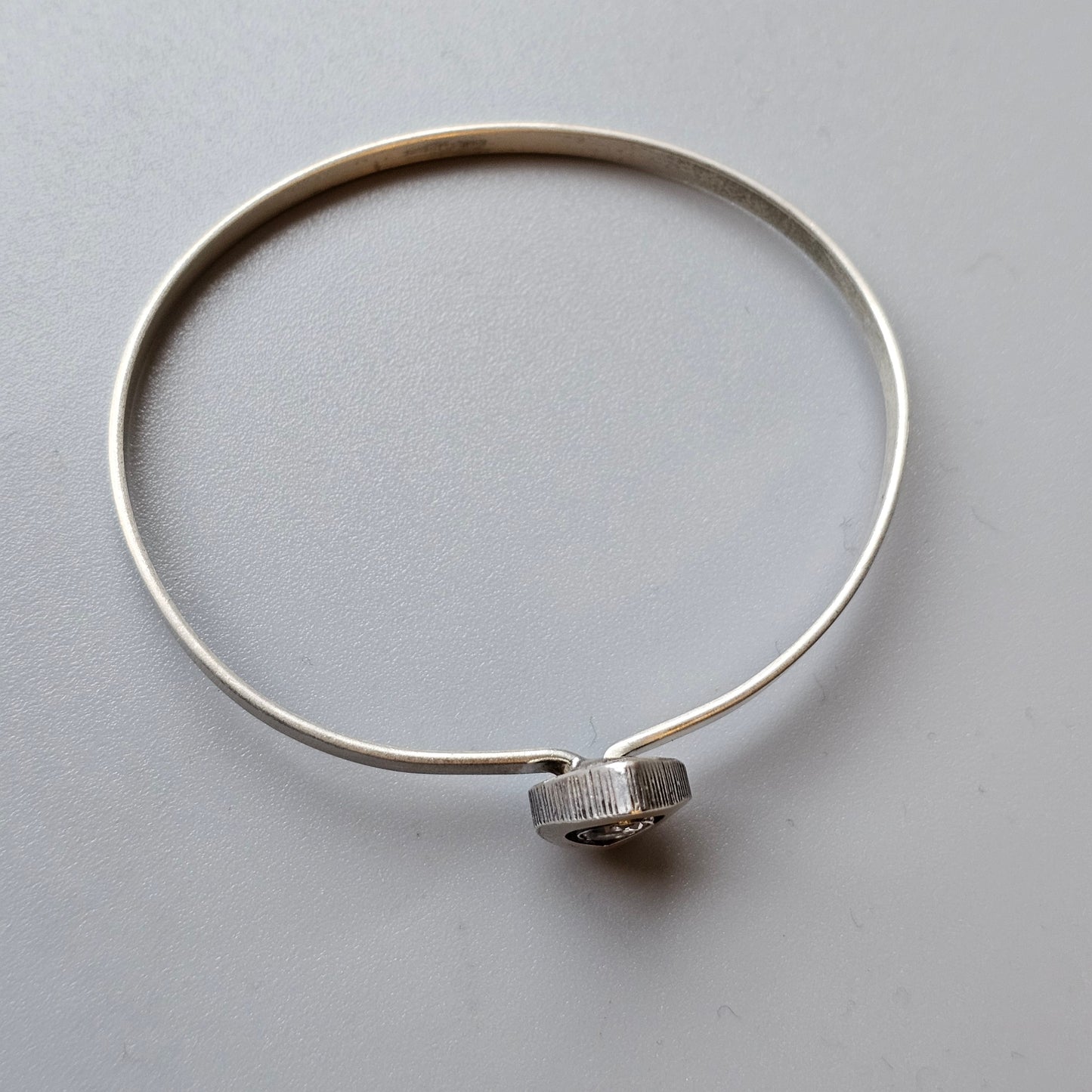 Vintage 1990s Karl Laine Finnfeelings Silver & Rock Crystal Bangle Bracelet - 1999
