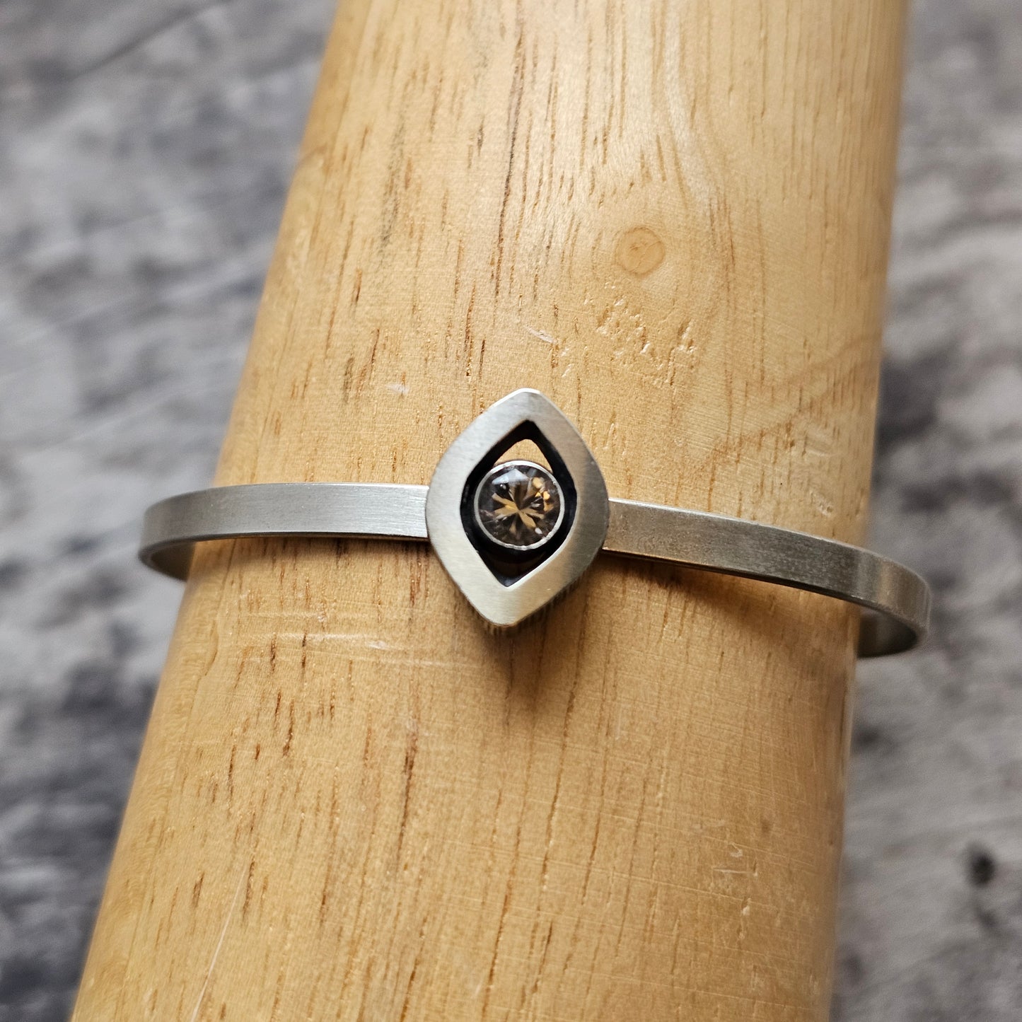 Vintage 1990s Karl Laine Finnfeelings Silver & Rock Crystal Bangle Bracelet - 1999