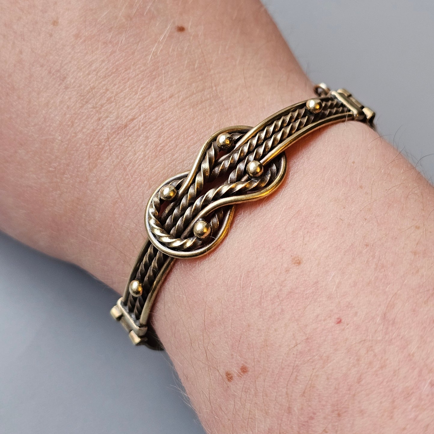 Vintage Finnish Kalevala Koru Middle Ages Viking Style Teljanneito Bronze Bangle Bracelet