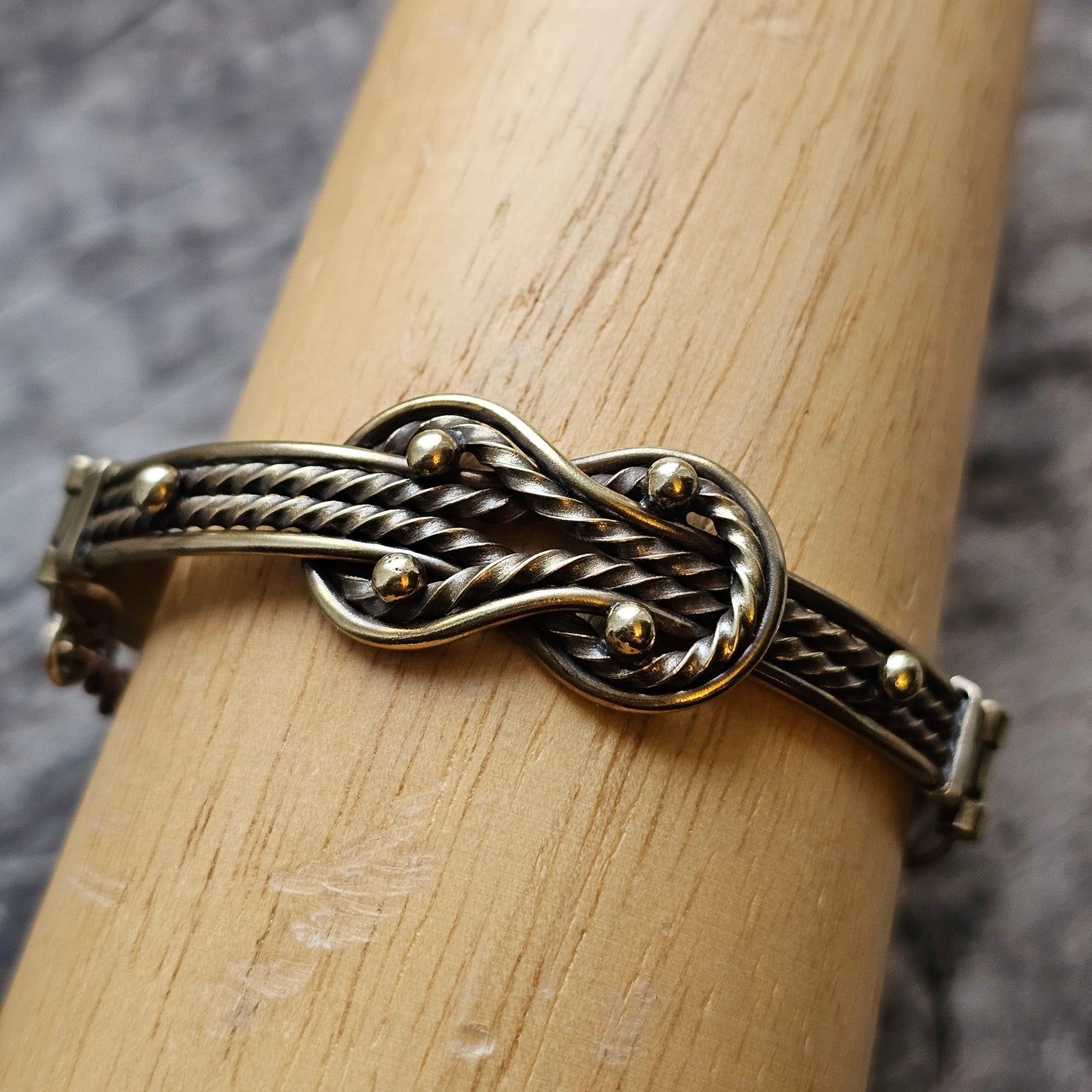 Vintage Finnish Kalevala Koru Middle Ages Viking Style Teljanneito Bronze Bangle Bracelet