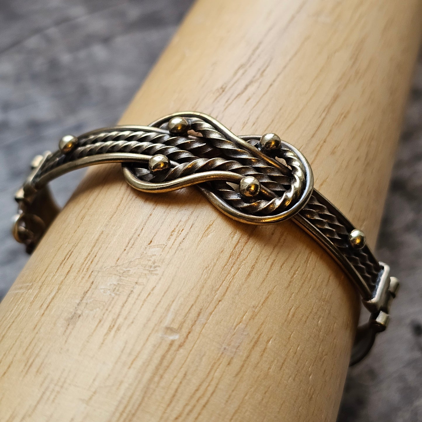 Vintage Finnish Kalevala Koru Middle Ages Viking Style Teljanneito Bronze Bangle Bracelet