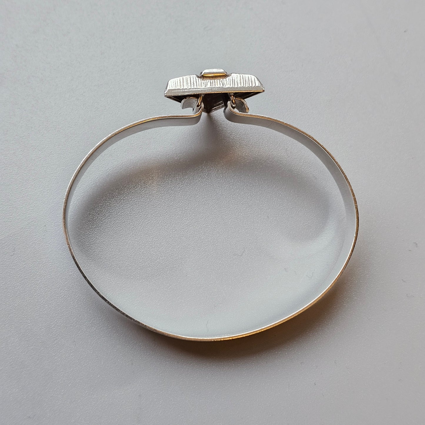 Vintage 1990s Karl Laine Finnfeelings Sterling Silver & Rock Crystal Bangle Bracelet - 1994