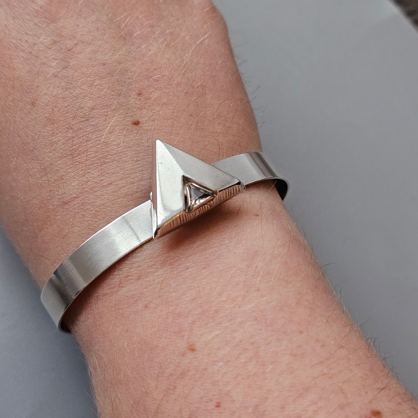 Vintage 1990s Karl Laine Finnfeelings Sterling Silver & Rock Crystal Bangle Bracelet - 1994