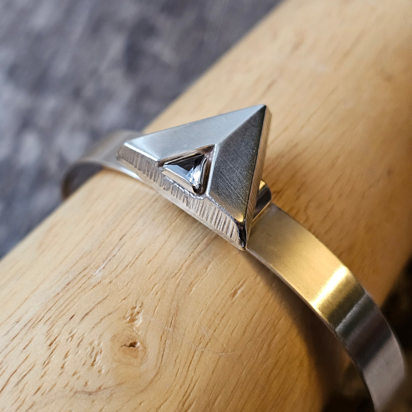 Vintage 1990s Karl Laine Finnfeelings Sterling Silver & Rock Crystal Bangle Bracelet - 1994