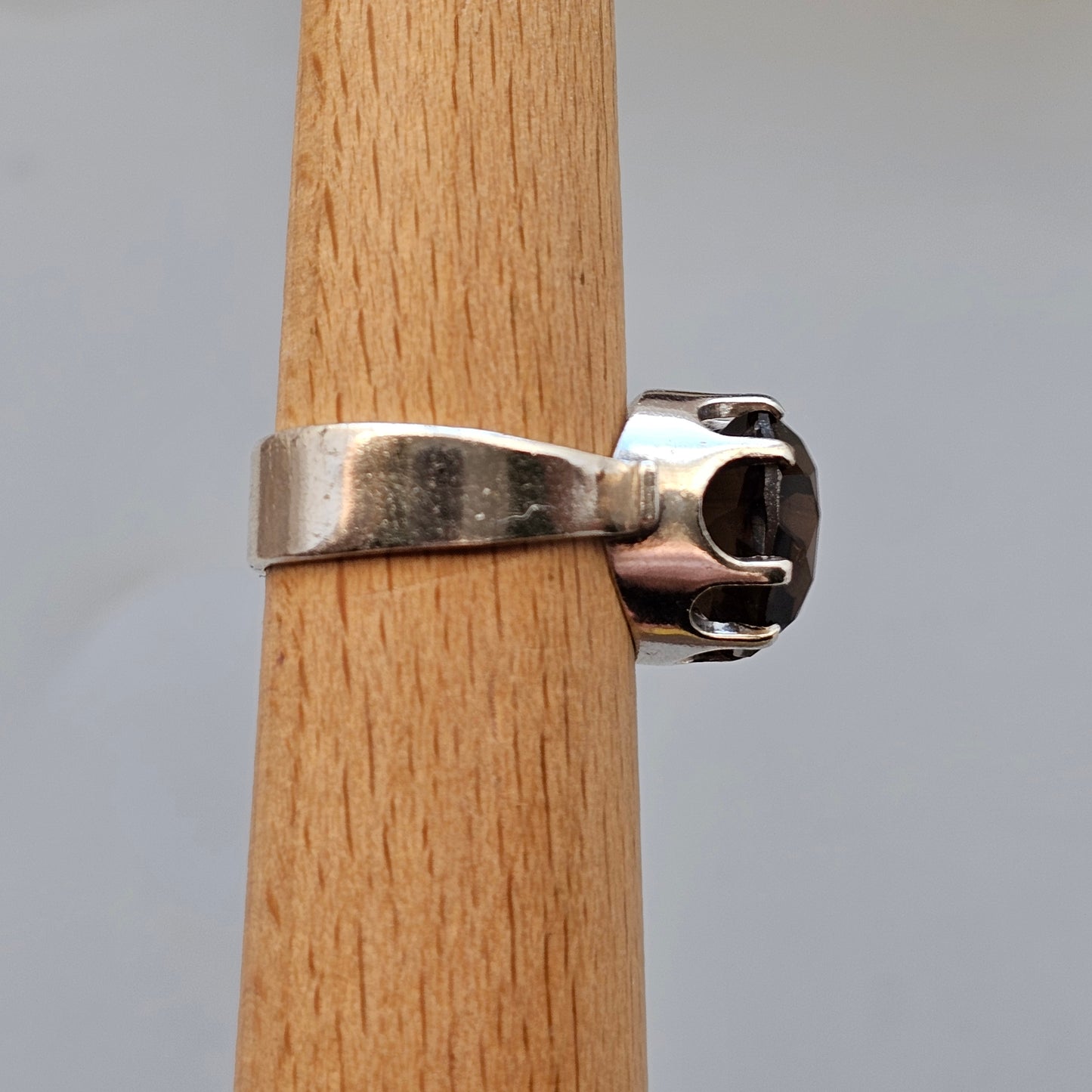 Vintage 1970s Finnish Sterling Silver & Smokey Quartz Ring  - UK Ring Size N -  US Ring Size 6.75- 1974