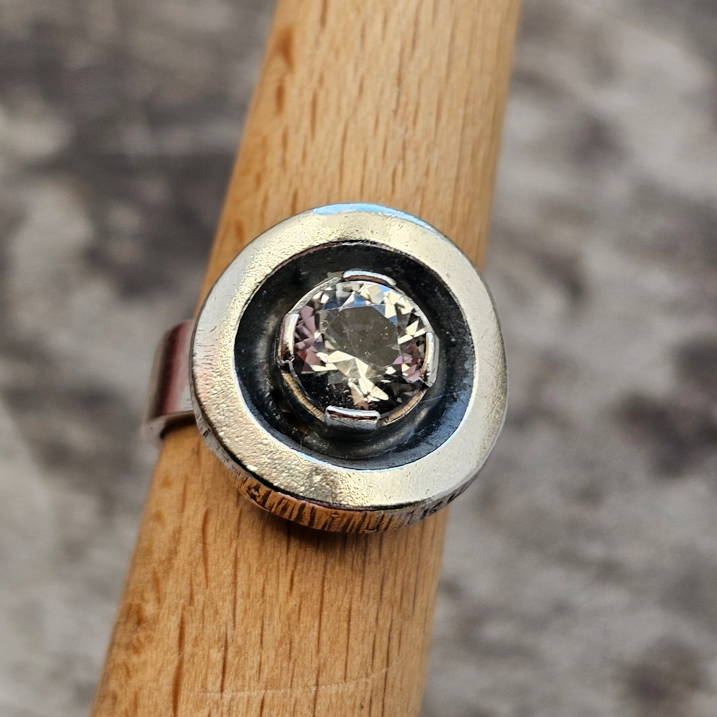 1970s Karl Laine for Finnfeelings Sterling Silver & Rock Crystal Ring - UK Ring Size K -  US Ring Size 5.25 -1973