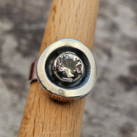 1970s Karl Laine for Finnfeelings Sterling Silver & Rock Crystal Ring - UK Ring Size K -  US Ring Size 5.25 -1973
