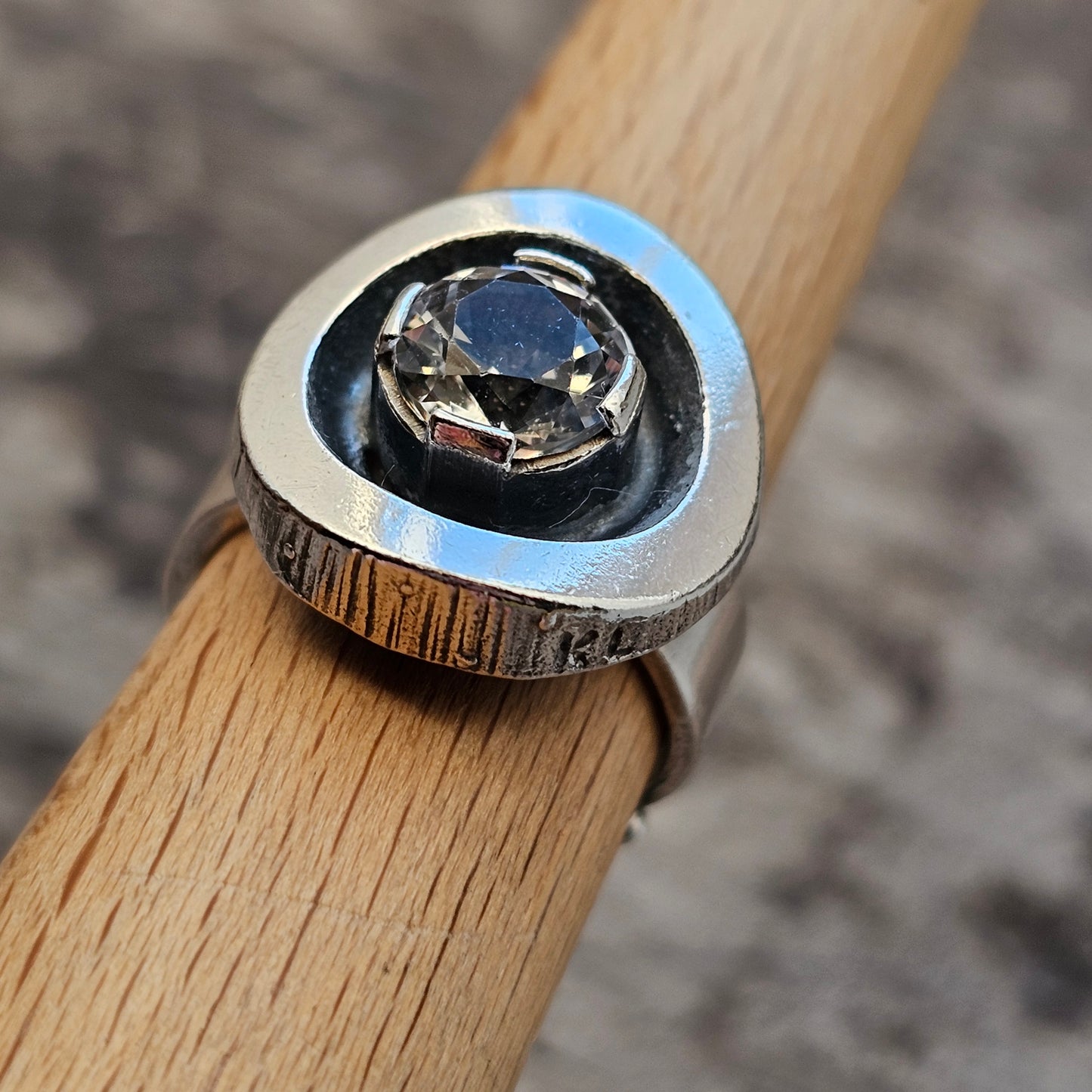 1970s Karl Laine for Finnfeelings Sterling Silver & Rock Crystal Ring - UK Ring Size K -  US Ring Size 5.25 -1973