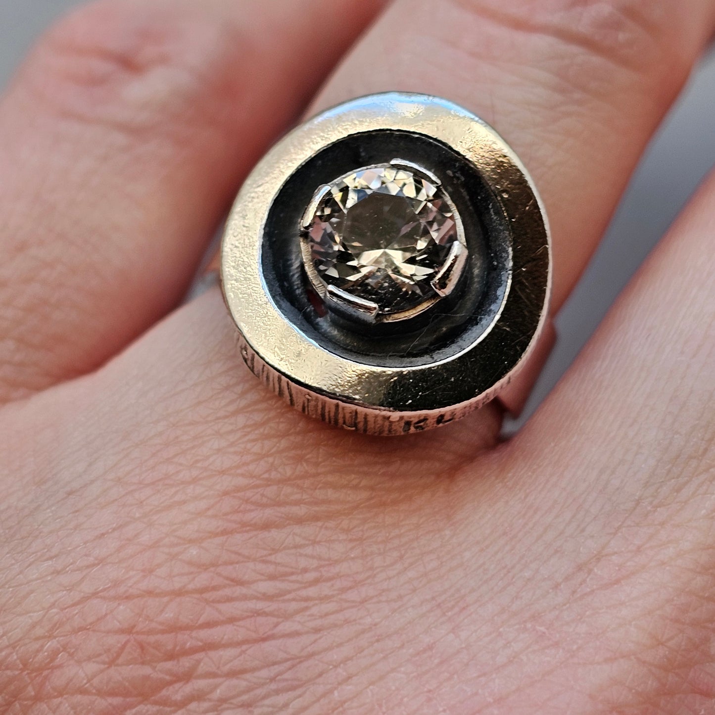 1970s Karl Laine for Finnfeelings Sterling Silver & Rock Crystal Ring - UK Ring Size K -  US Ring Size 5.25 -1973