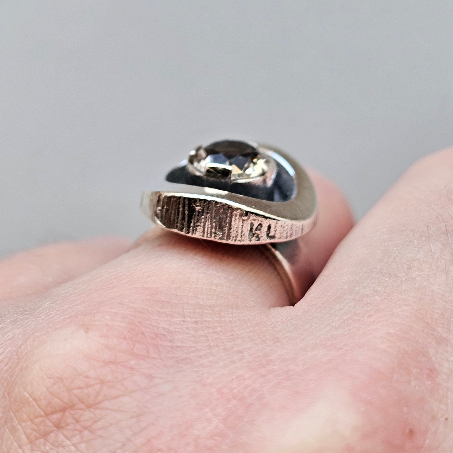 1970s Karl Laine for Finnfeelings Sterling Silver & Rock Crystal Ring - UK Ring Size K -  US Ring Size 5.25 -1973