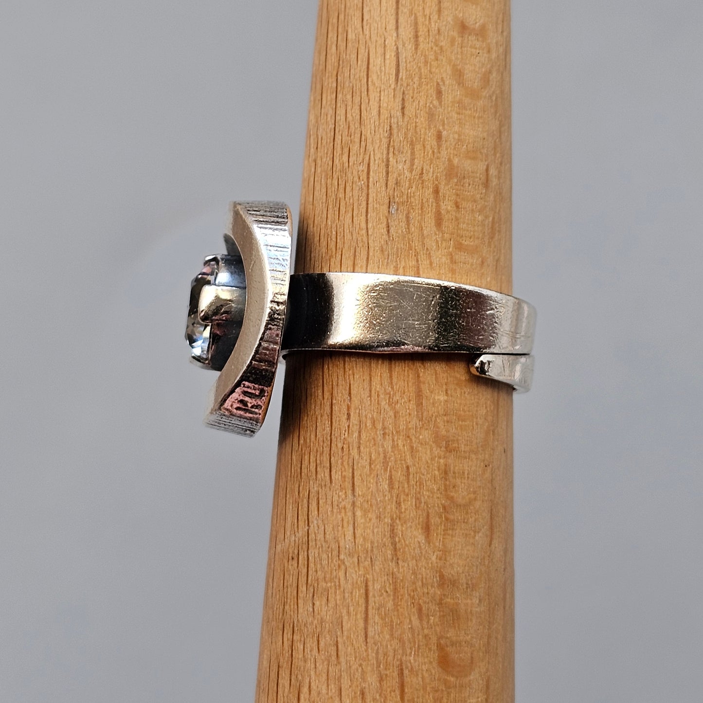 1970s Karl Laine for Finnfeelings Sterling Silver & Rock Crystal Ring - UK Ring Size K -  US Ring Size 5.25 -1973