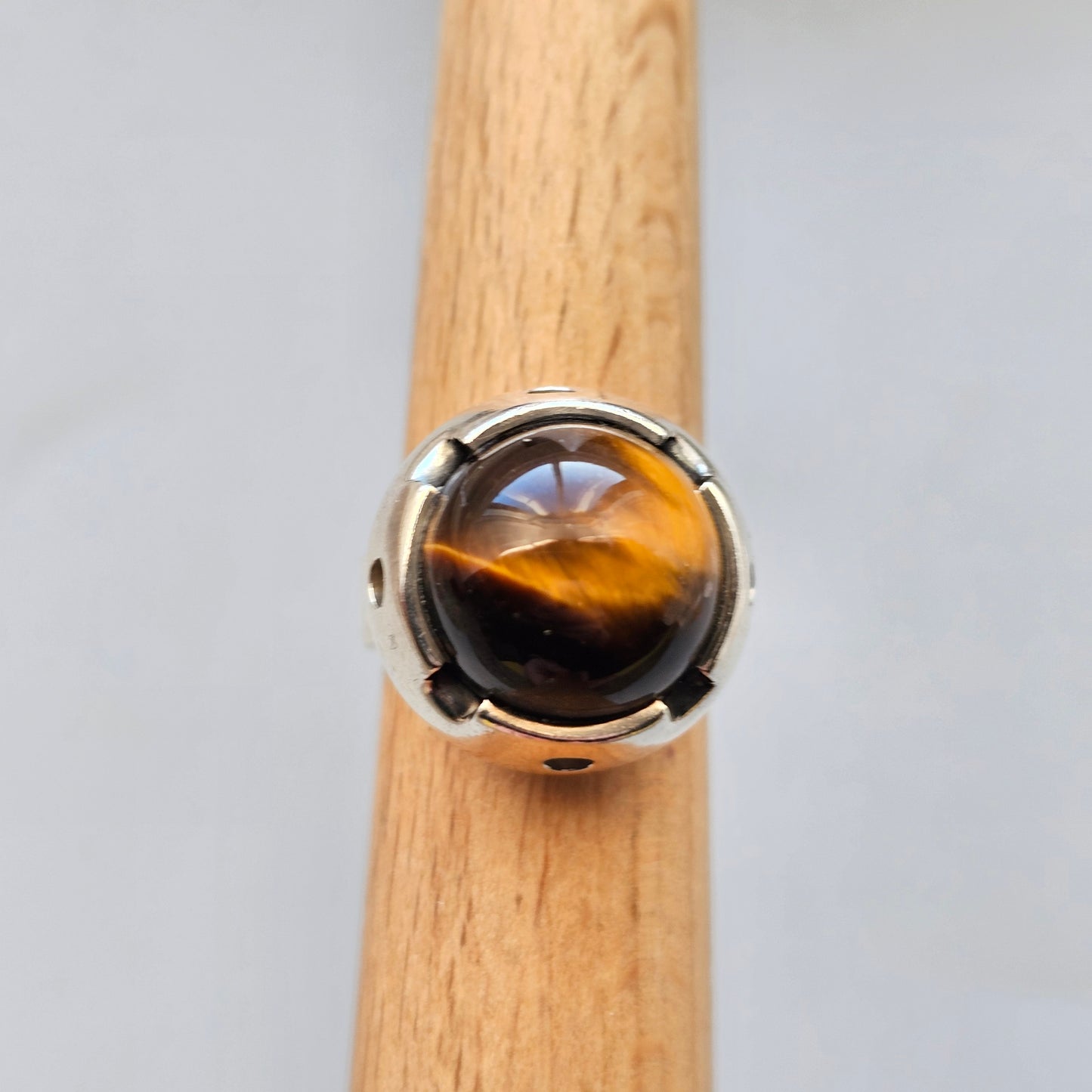 1960s Finnish Modernist Silver & Tigers Eye Ring — Martti Viikinniemi - UK Ring Size N -  US Ring Size 6.5 - 1966