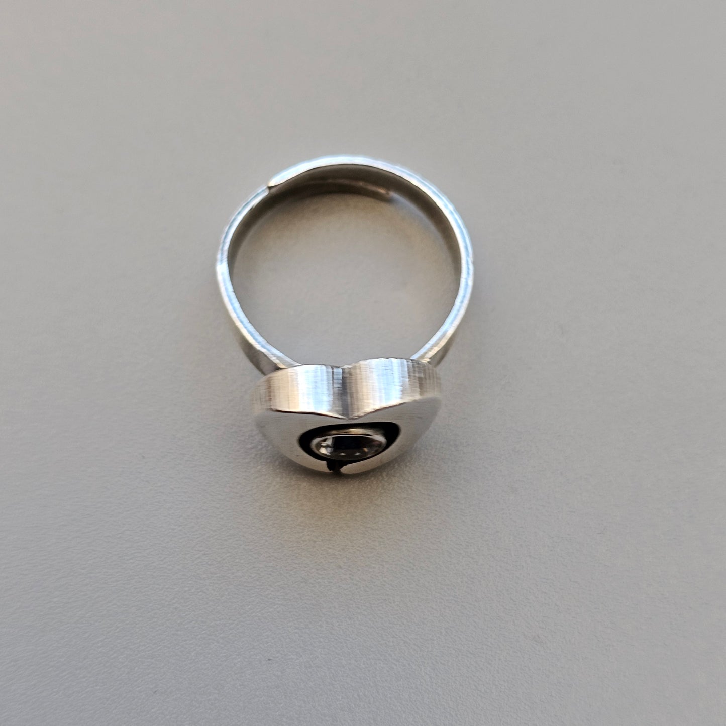 1990s Finnfeelings Sterling Silver & Rock Crystal Heart Ring - UK Ring Size O -  US Ring Size 7 -1999