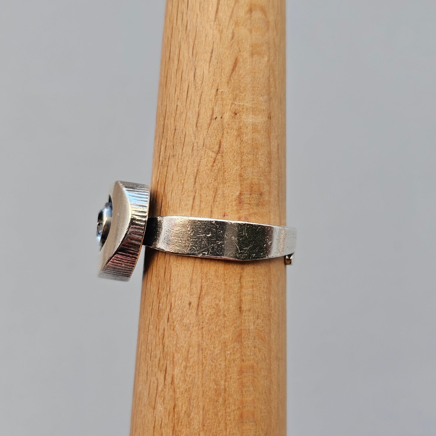 1990s Finnfeelings Sterling Silver & Rock Crystal Heart Ring - UK Ring Size O -  US Ring Size 7 -1999