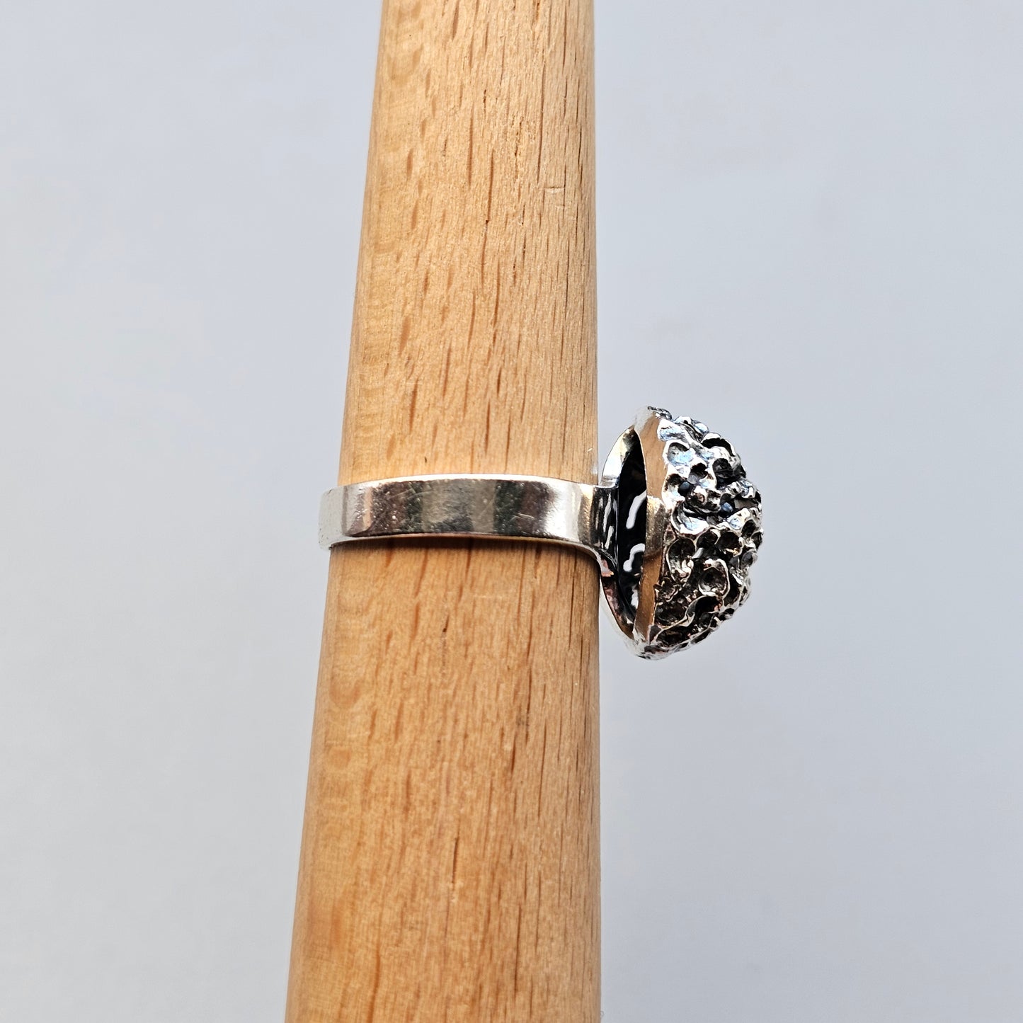 1960s Finnish Modernist Brutalist Sterling Silver Ring by Erik Granit & Co - UK Ring Size M 1/2 -  US Ring Size 6.25