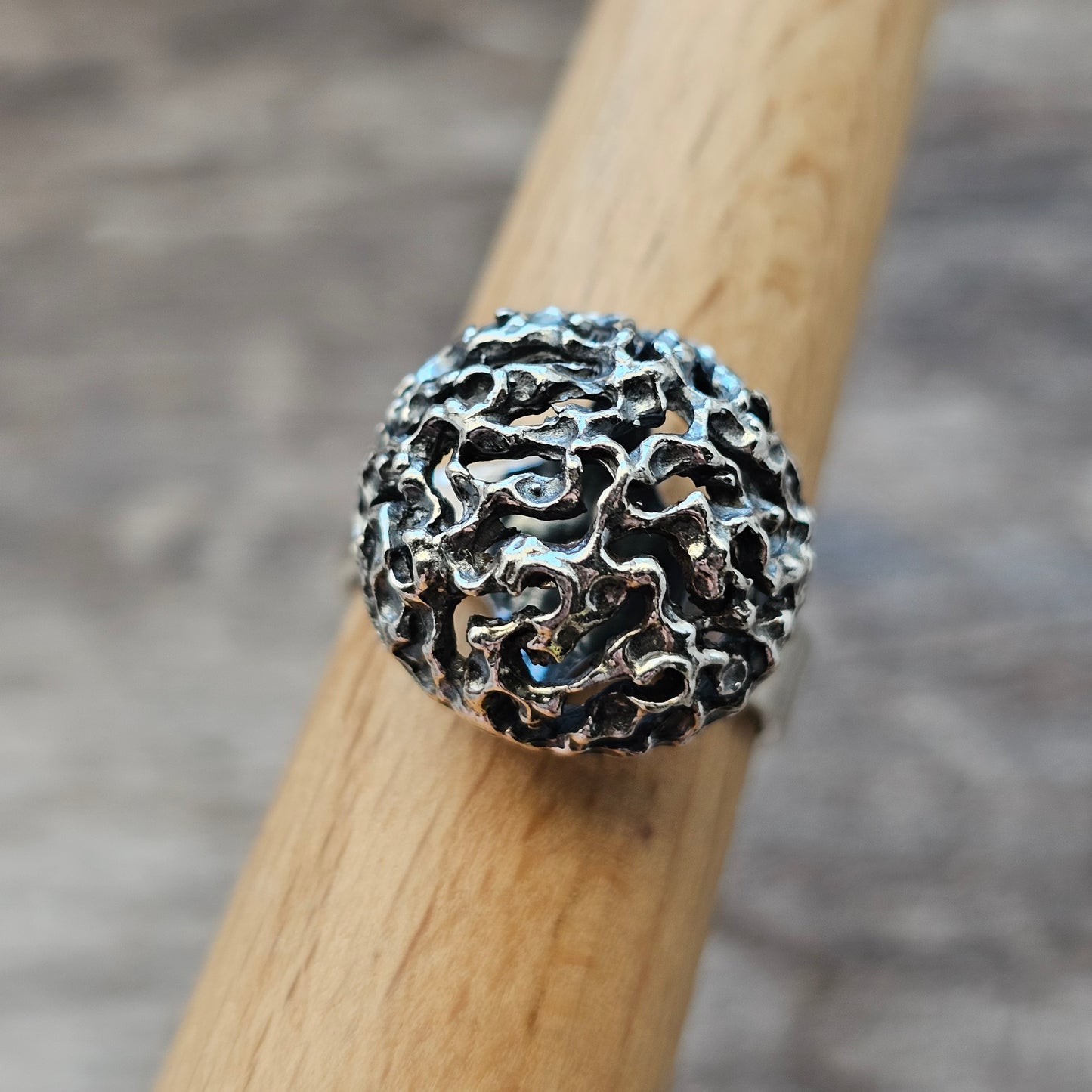 1960s Finnish Modernist Brutalist Sterling Silver Ring by Erik Granit & Co - UK Ring Size M 1/2 -  US Ring Size 6.25