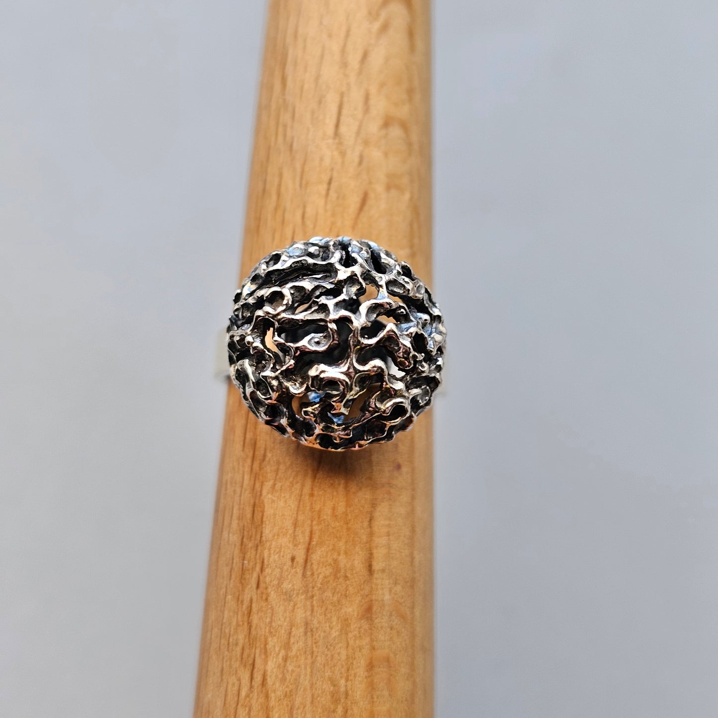 1960s Finnish Modernist Brutalist Sterling Silver Ring by Erik Granit & Co - UK Ring Size M 1/2 -  US Ring Size 6.25