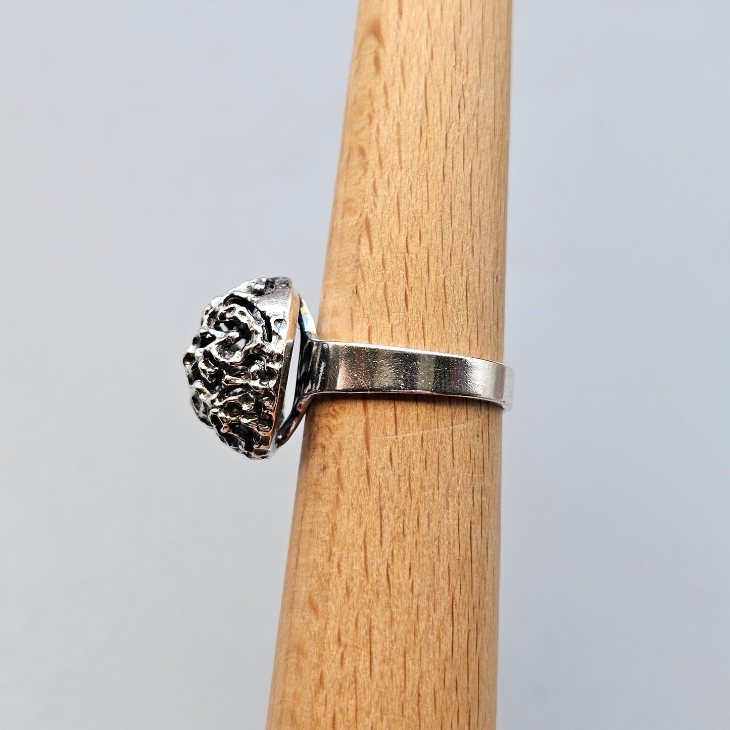 1960s Finnish Modernist Brutalist Sterling Silver Ring by Erik Granit & Co - UK Ring Size M 1/2 -  US Ring Size 6.25