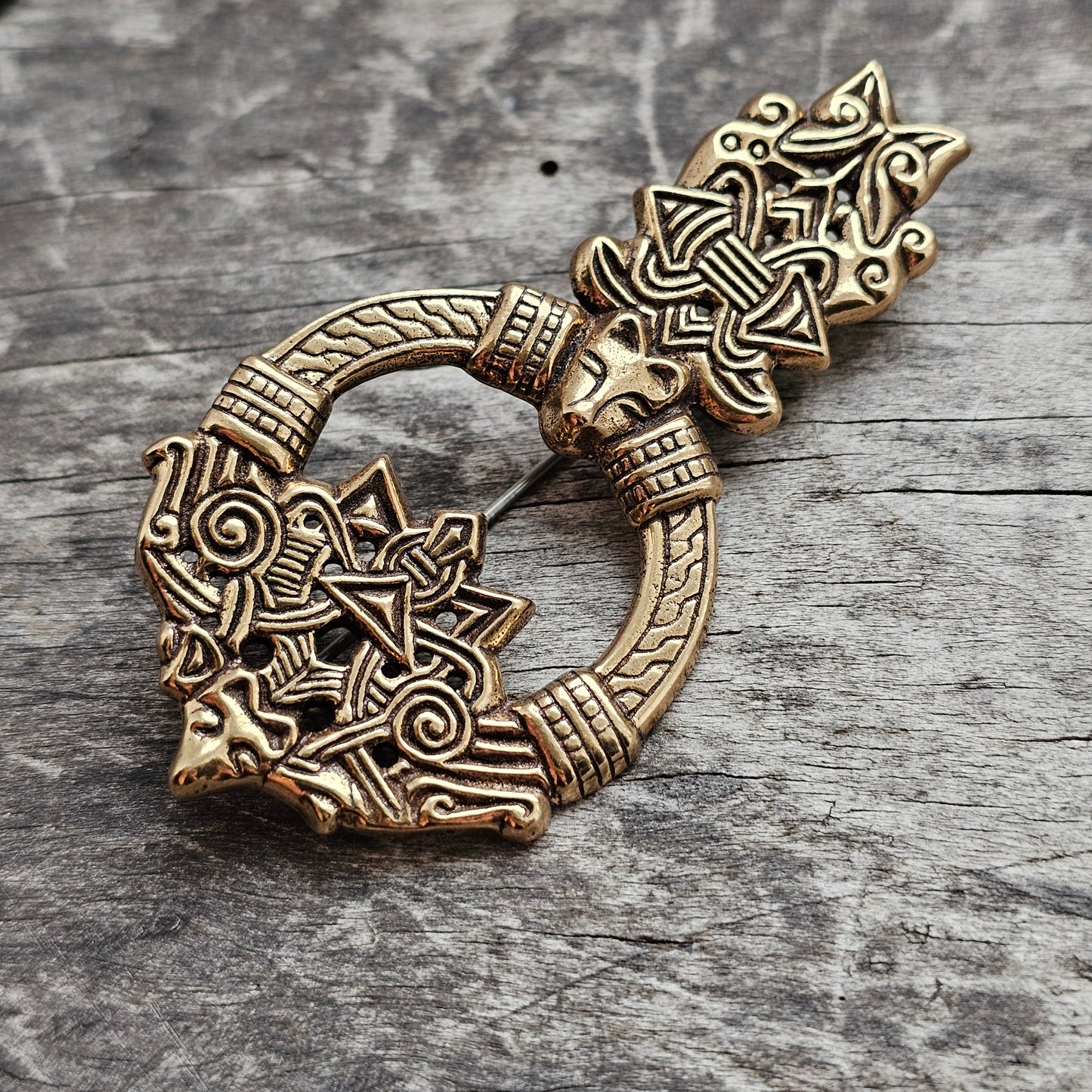 Kalevala Koru Viking Era Design Bronze Wolf’s Head Brooch