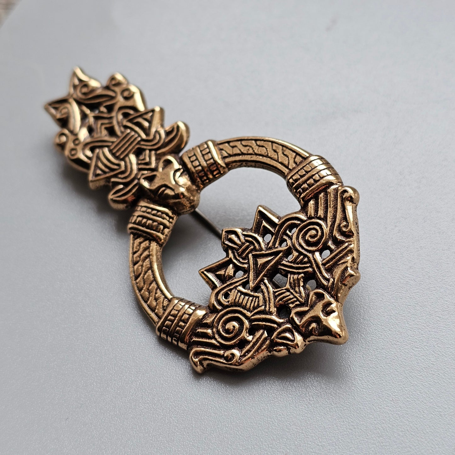 Kalevala Koru Viking Era Design Bronze Wolf’s Head Brooch