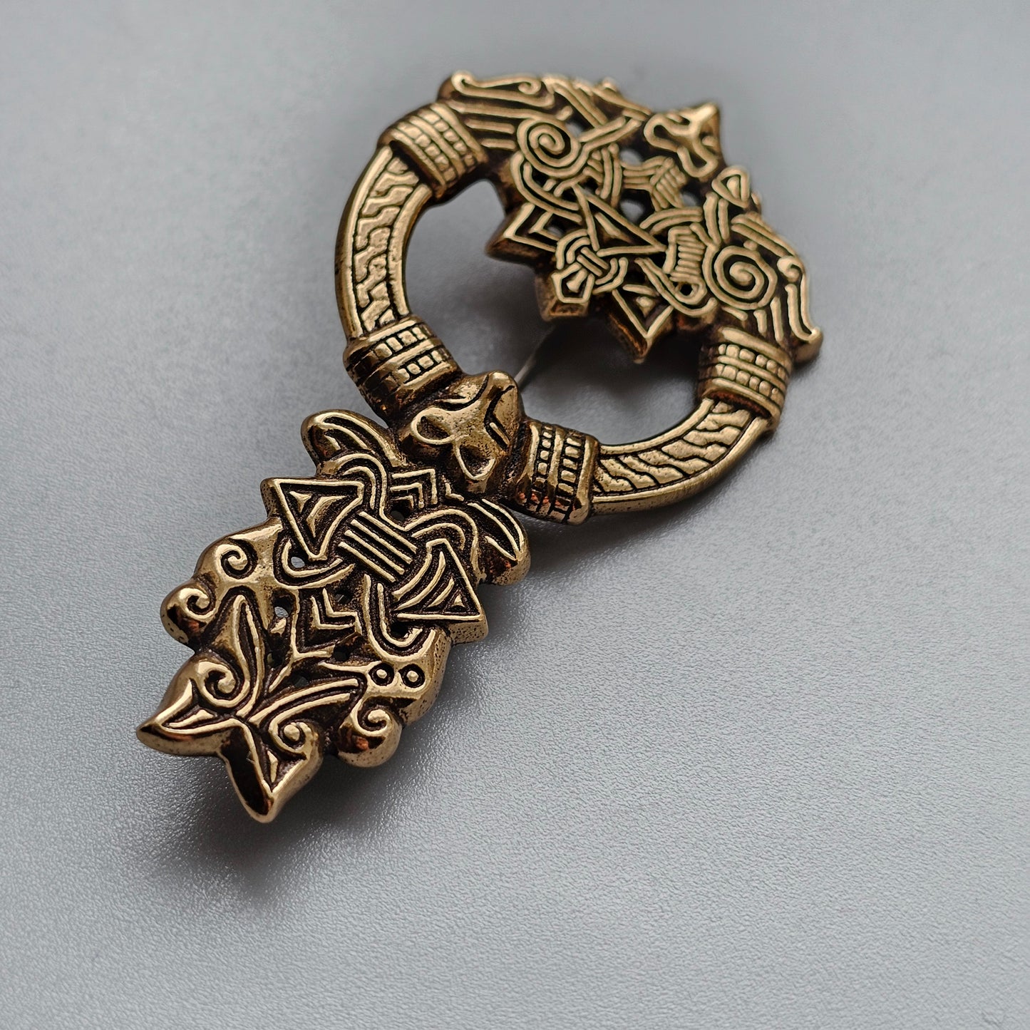 Kalevala Koru Viking Era Design Bronze Wolf’s Head Brooch