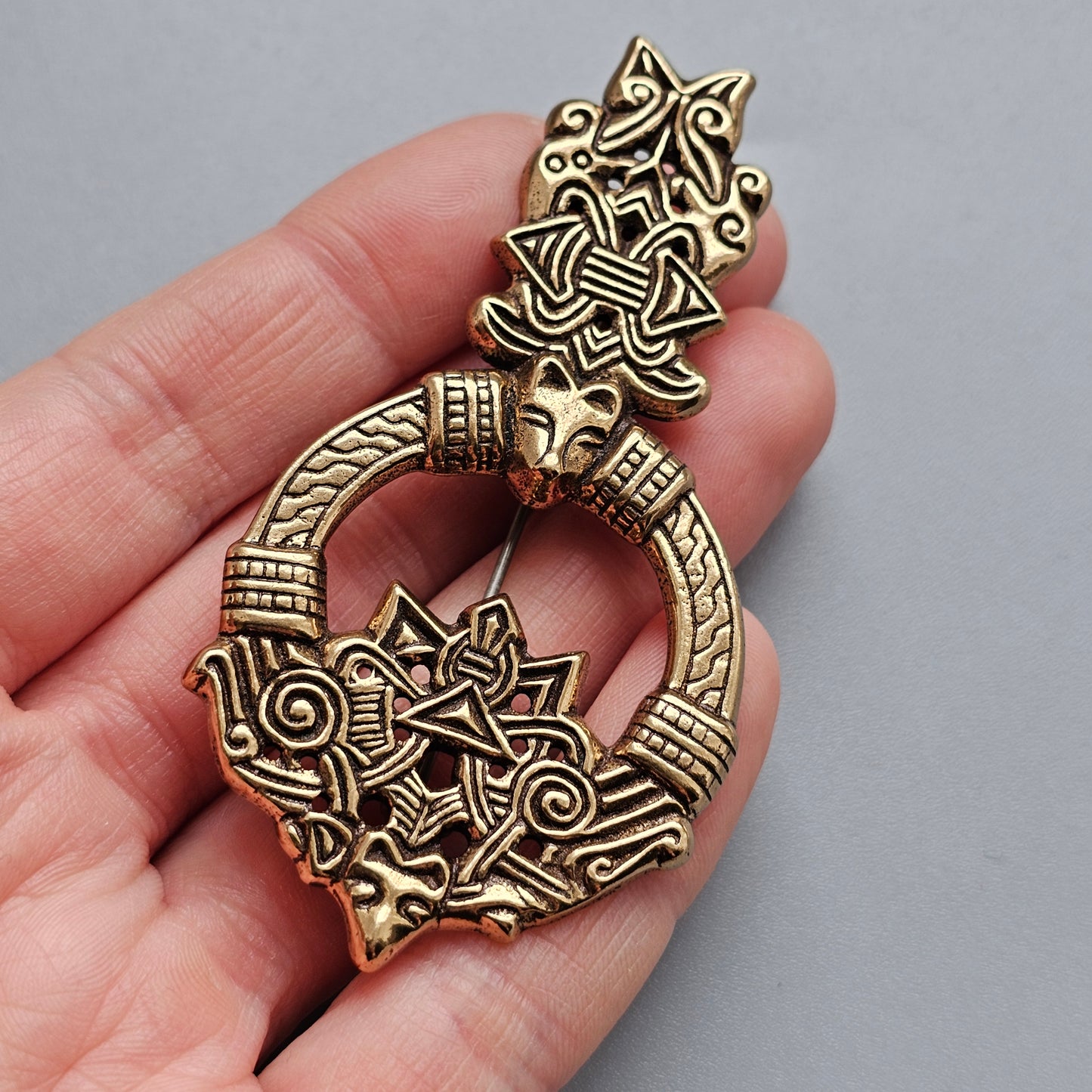 Kalevala Koru Viking Era Design Bronze Wolf’s Head Brooch