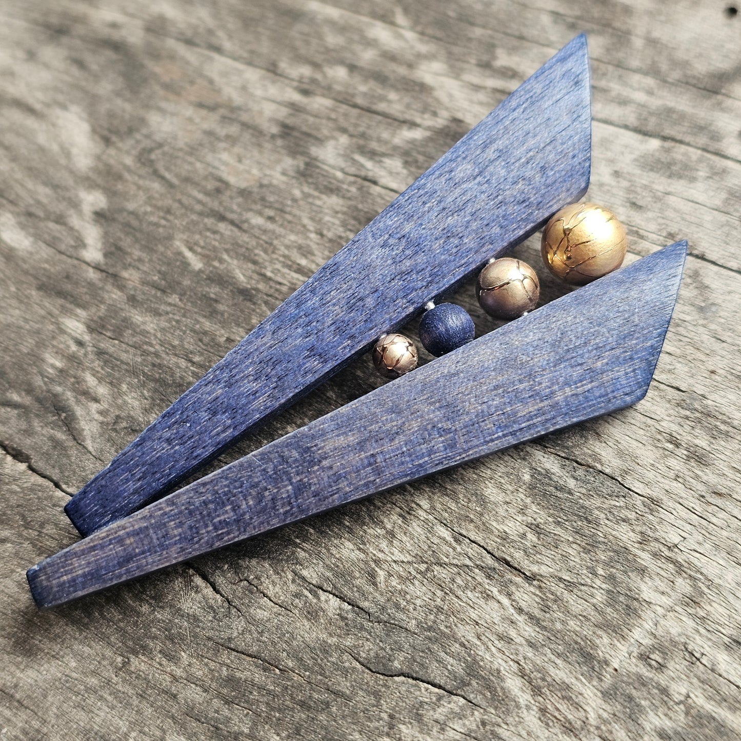 Vintage 1990s Aarikka Finland Blue Wooden Brooch – Modernist Scandinavian Design