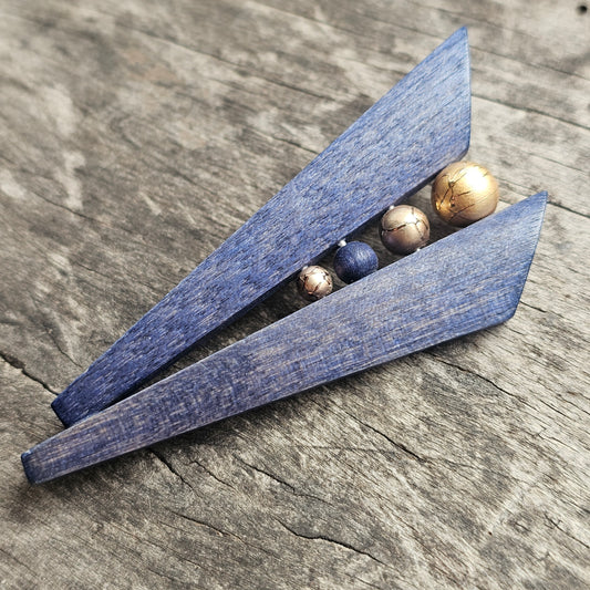 Vintage 1990s Aarikka Finland Blue Wooden Brooch – Modernist Scandinavian Design