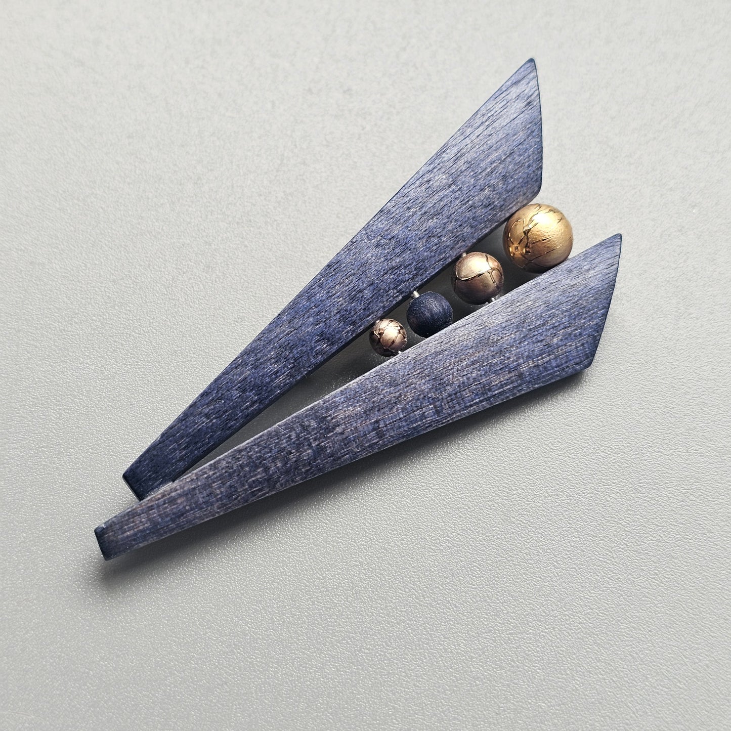 Vintage 1990s Aarikka Finland Blue Wooden Brooch – Modernist Scandinavian Design