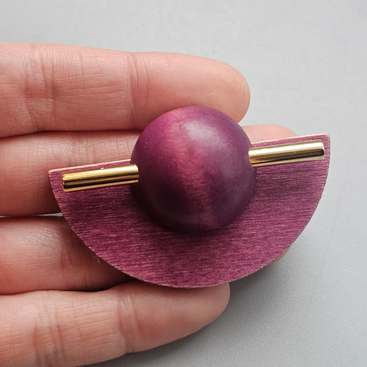 Vintage 1990s Aarikka Finland Purple Wooden Brooch – LADY Modernist Scandinavian Design