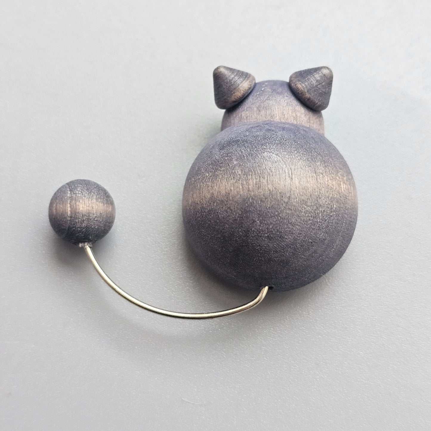 Vintage Aarikka Finland Blue Wooden Cat Brooch – Modernist Scandinavian Design