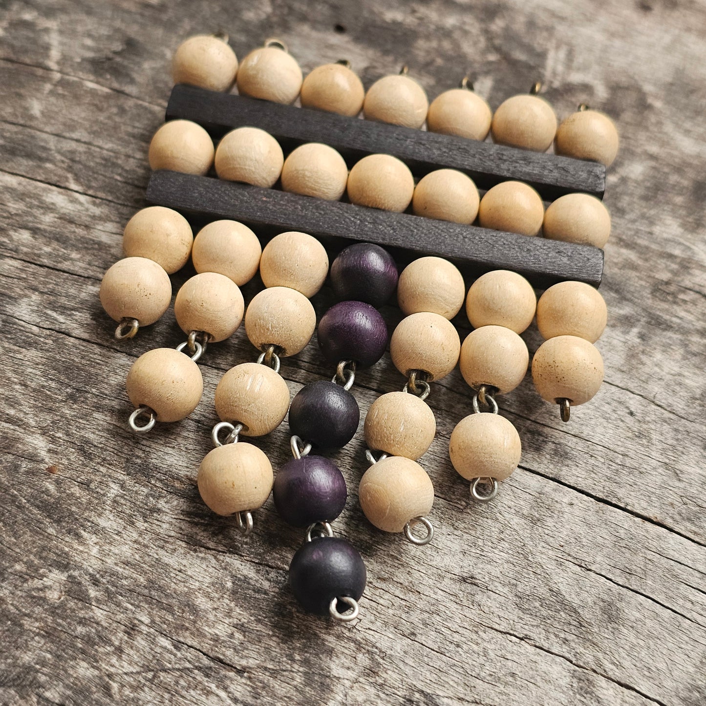 Vintage Ibero Finland Wooden Black & White Dangly Brooch – Modernist Scandinavian Design