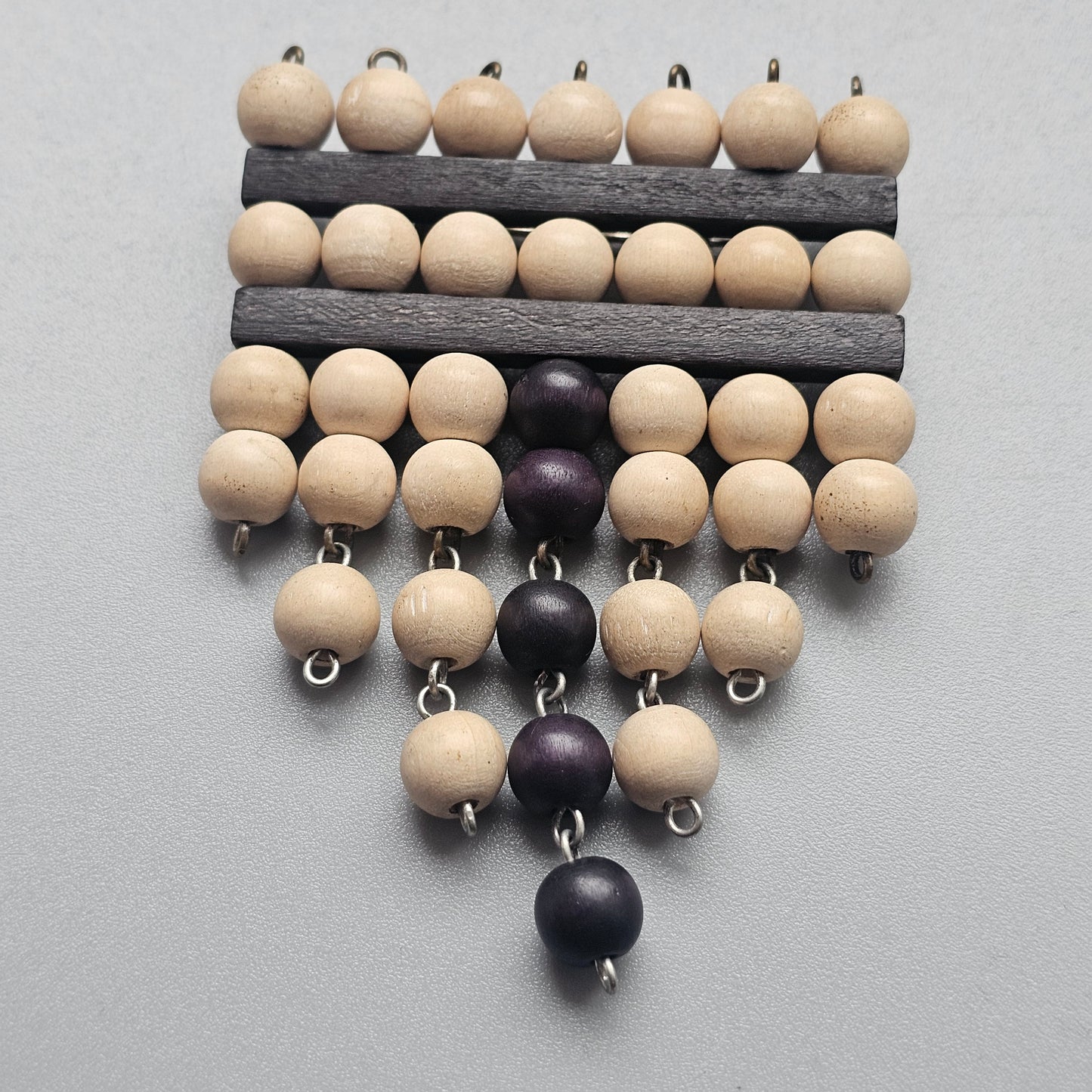 Vintage Ibero Finland Wooden Black & White Dangly Brooch – Modernist Scandinavian Design