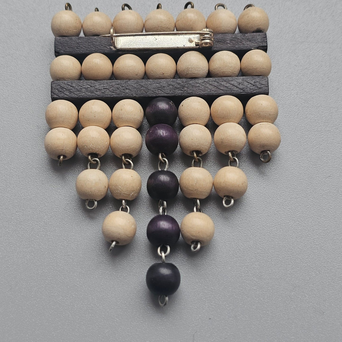 Vintage Ibero Finland Wooden Black & White Dangly Brooch – Modernist Scandinavian Design