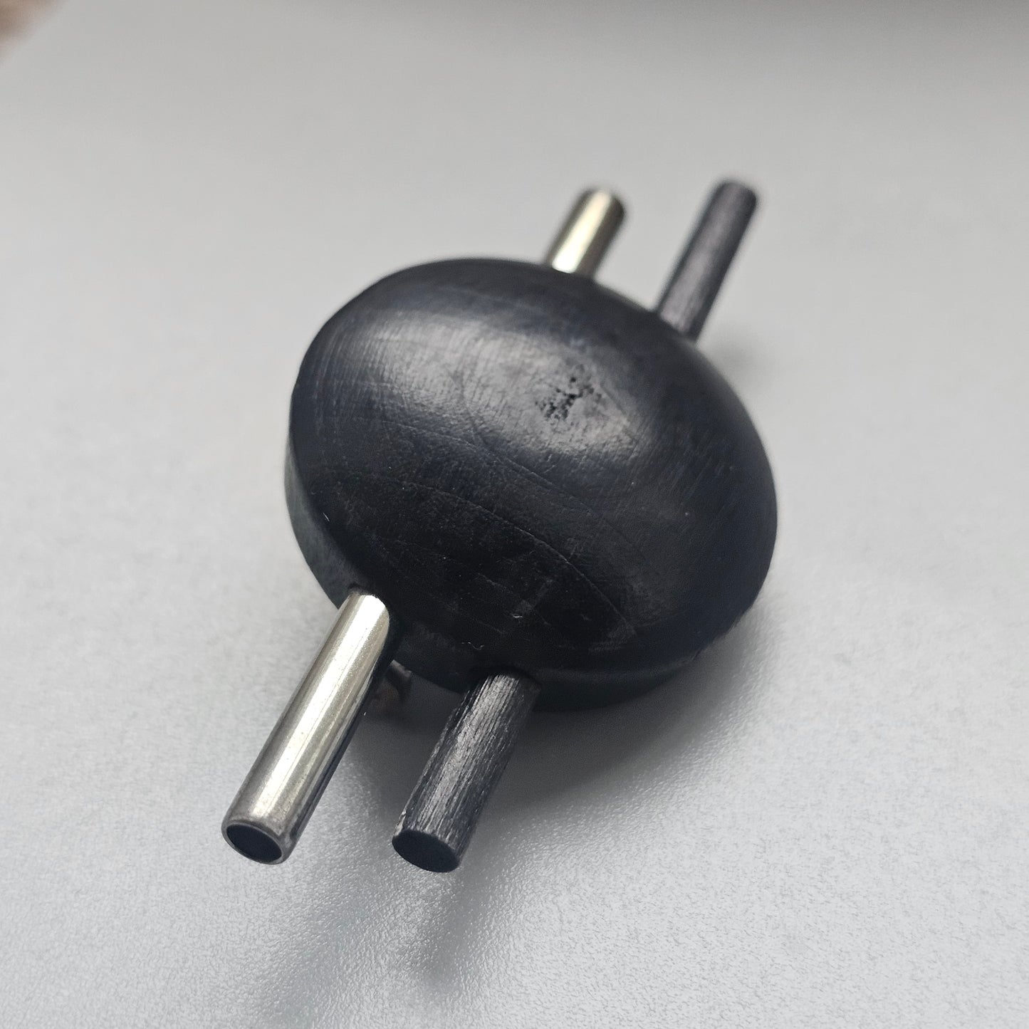 Vintage 1990s Aarikka Finland Black Wooden Brooch – Modernist Scandinavian Design