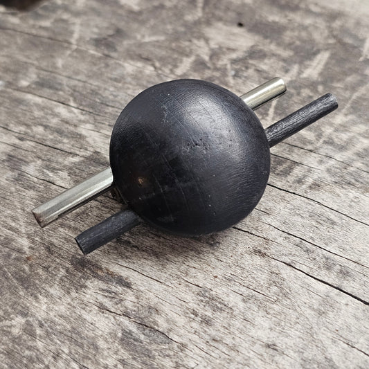 Vintage 1990s Aarikka Finland Black Wooden Brooch – Modernist Scandinavian Design