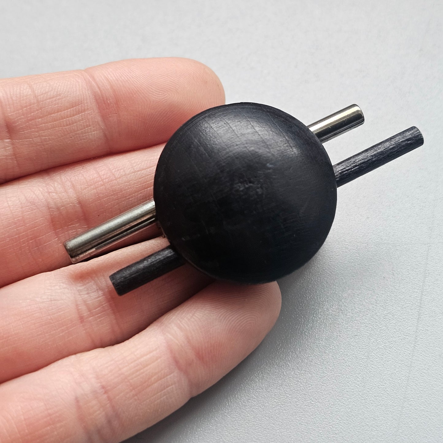 Vintage 1990s Aarikka Finland Black Wooden Brooch – Modernist Scandinavian Design