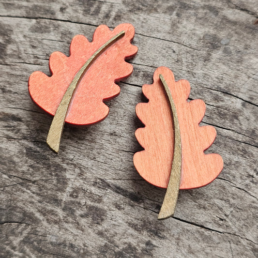 Vintage Aarikka Finland Wooden Leaf Clip On Earrings  – Modernist Scandinavian Design