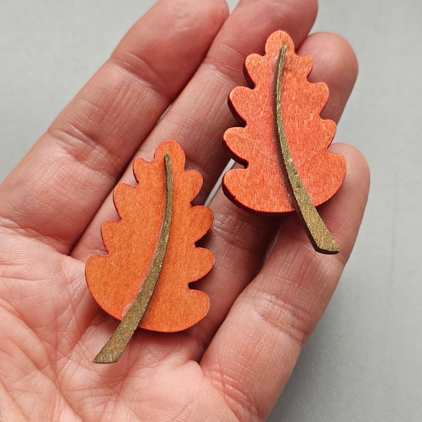 Vintage Aarikka Finland Wooden Leaf Clip On Earrings  – Modernist Scandinavian Design