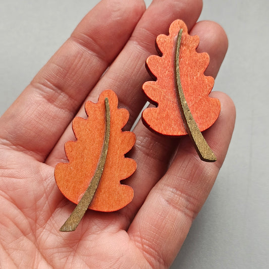 Vintage Aarikka Finland Wooden Leaf Clip On Earrings  – Modernist Scandinavian Design