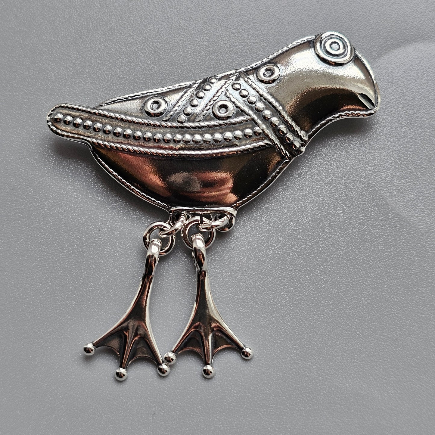 Finnish Kalevala Koru 11th Century Middle Ages Style Bird of Hattula Sterling Silver Brooch 1996