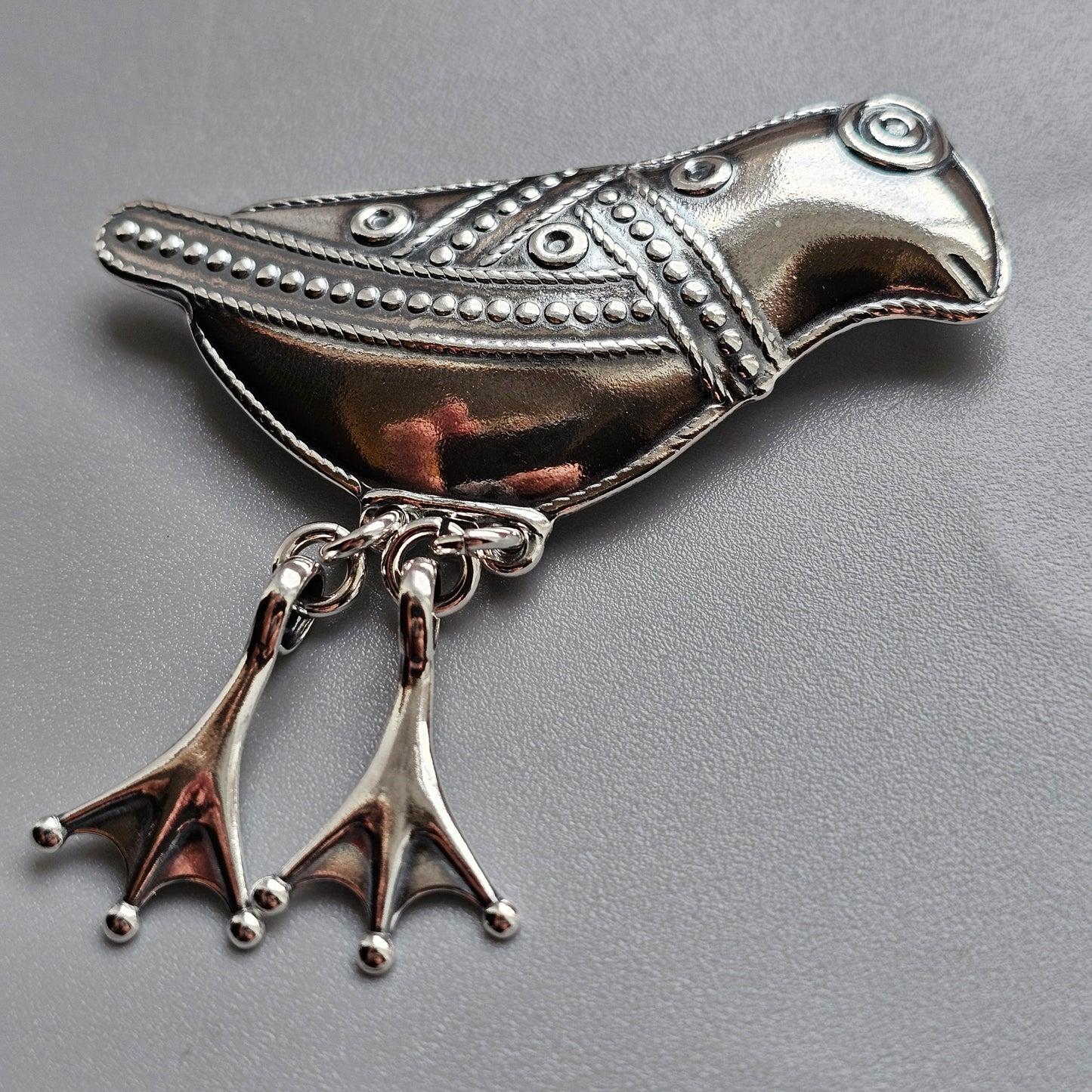 Finnish Kalevala Koru 11th Century Middle Ages Style Bird of Hattula Sterling Silver Brooch 1996
