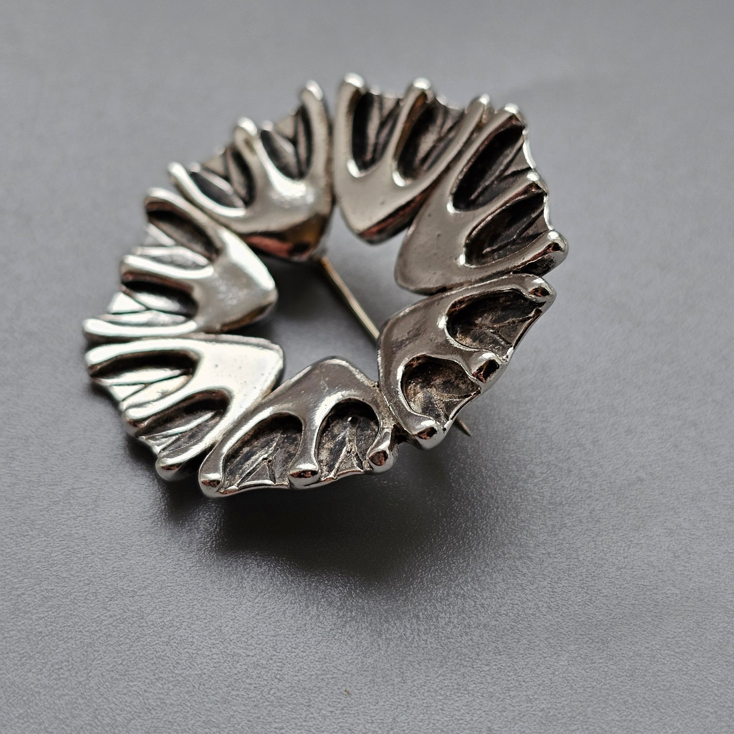 Vintage Norwegian Frank Juhls Kautokeino Silver Lapland Brooch Historical Reproduction Wading Bird