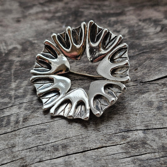 Vintage Norwegian Frank Juhls Kautokeino Silver Lapland Brooch Historical Reproduction Wading Bird