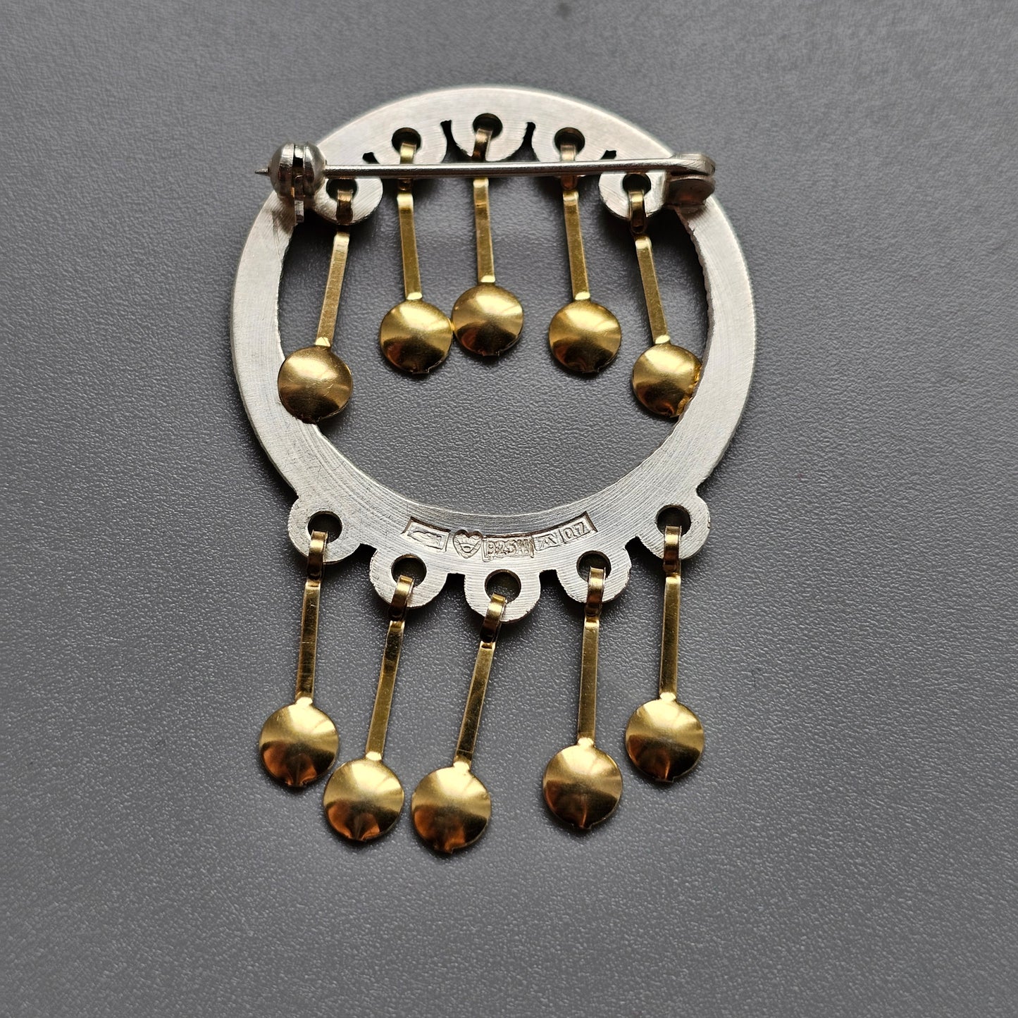 1960s Finnish Modernist Sterling Silver Dangly Brooch by Auran Kultaseppa 1969