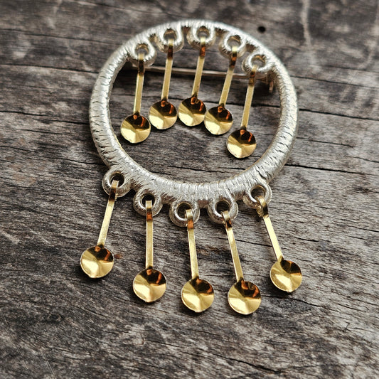 1960s Finnish Modernist Sterling Silver Dangly Brooch by Auran Kultaseppa 1969